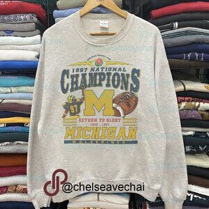 Vintage Michigan Wolverines Football Sweatshirt, 1997 National Champs Shirt Tee